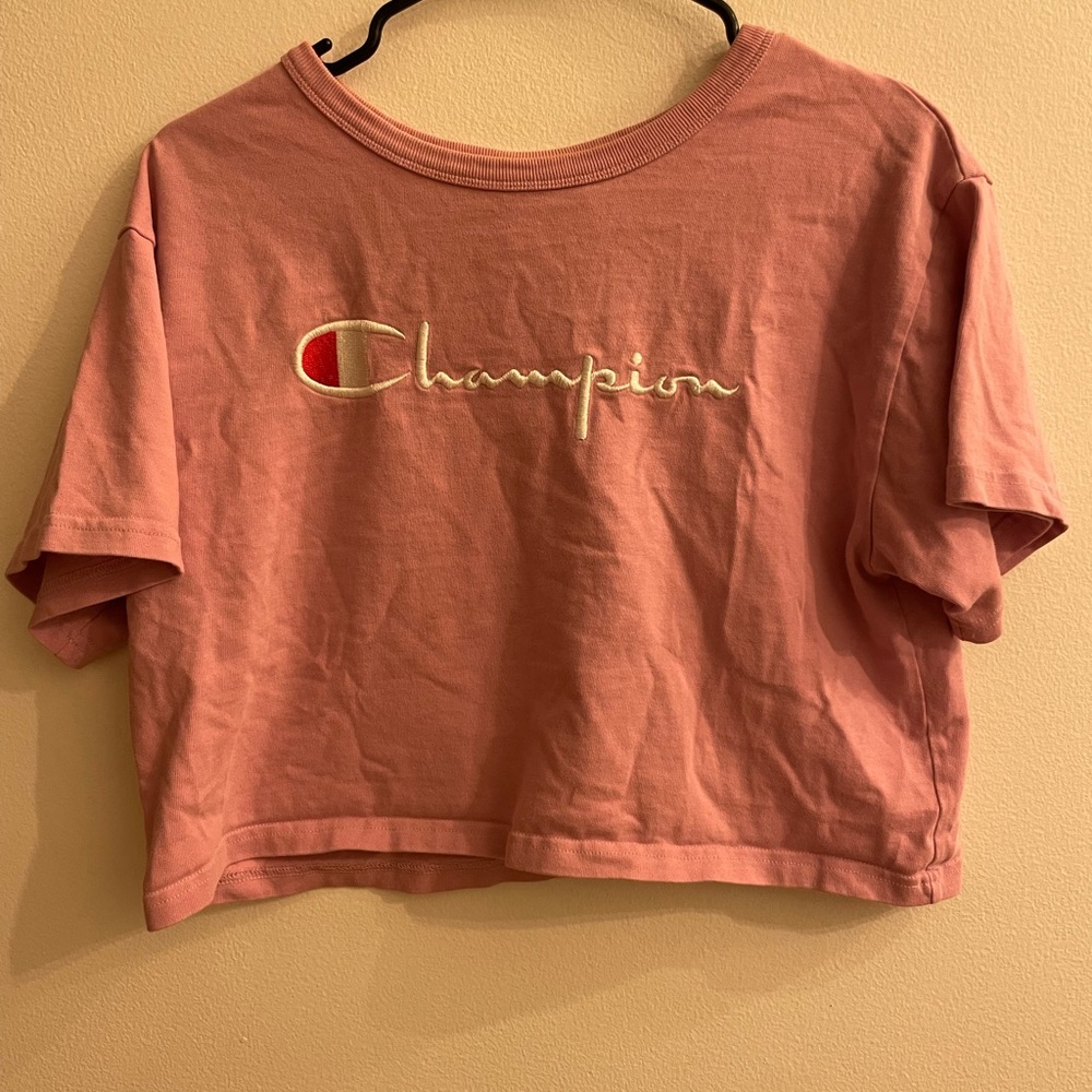 Pink & White champion crop top